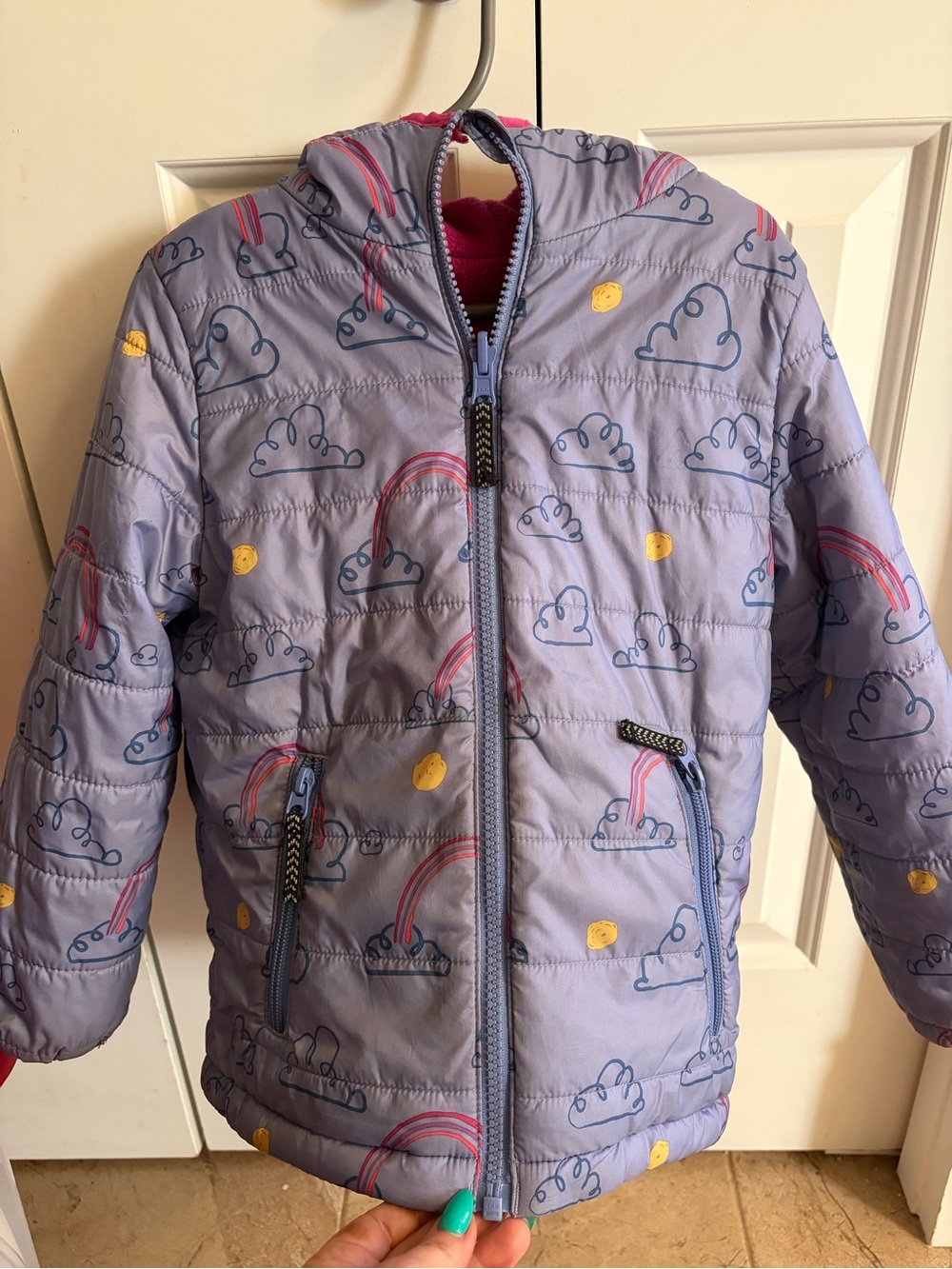 Kids Ripzone reversible Purple PufferJacket fleece lined 5T